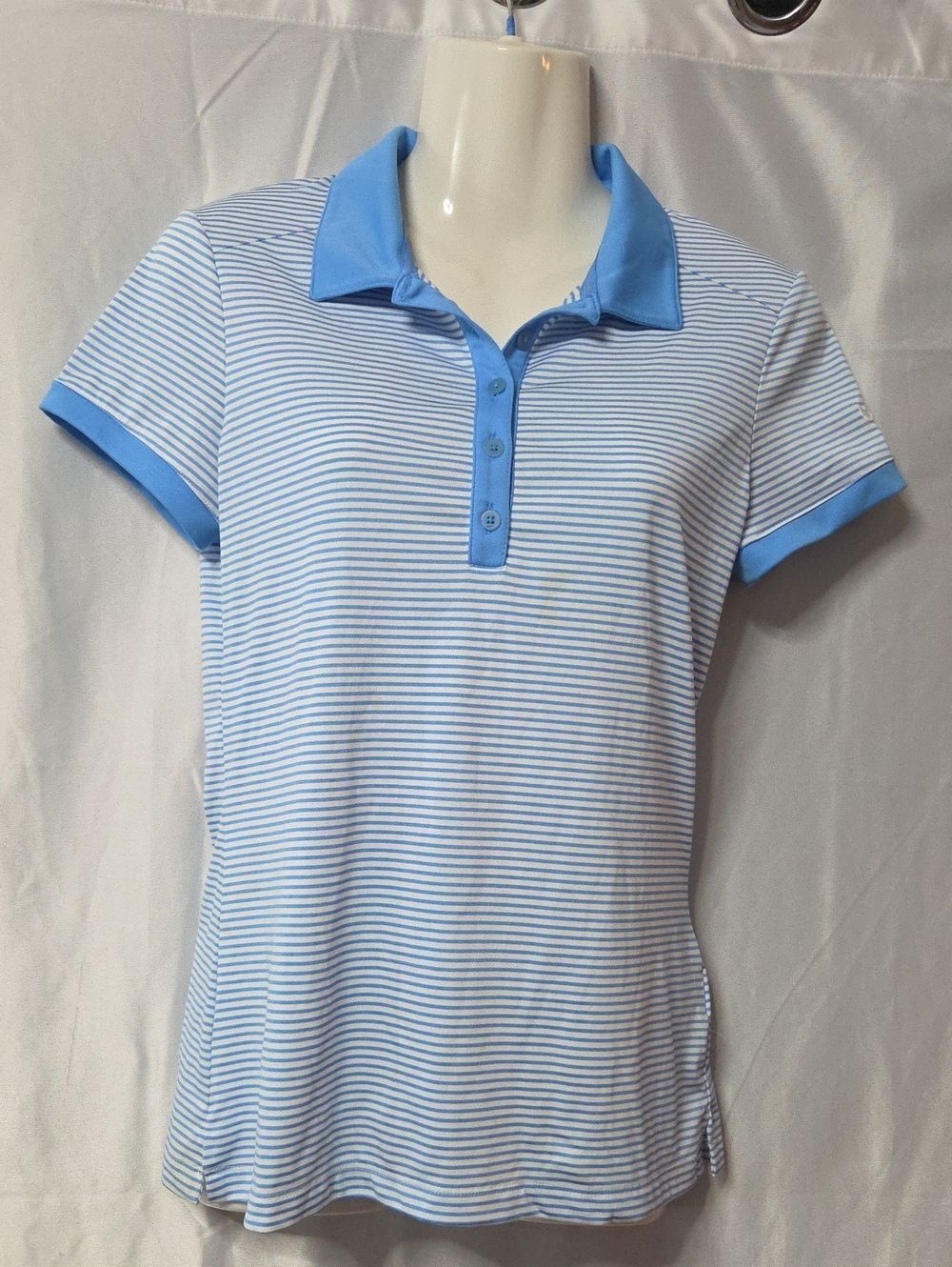 Nike Women's Light Blue Striped Polo Top Small Sz [1749]